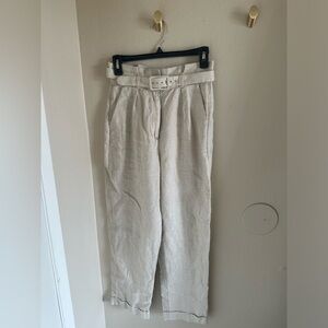 & Other Stories Belted High Waist Linen Trousers